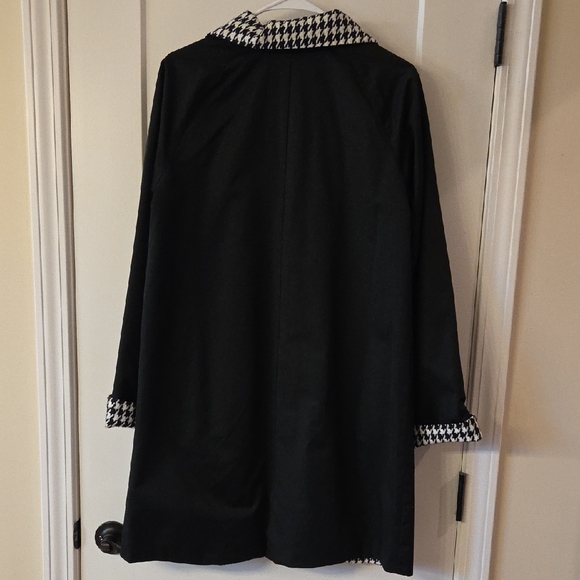 Jones New York Black and White Houndstooth Trench Coat REVERSABLE - Picture 4 of 8